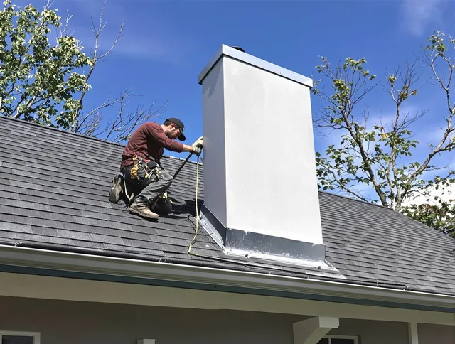 East Cleveland Chimney Sweep team member finishing chimney construction in East Cleveland, OH