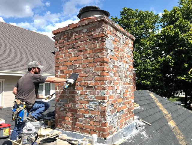 Completed chimney rebuild by East Cleveland Chimney Sweep in East Cleveland, OH