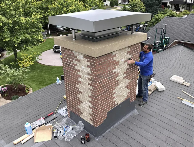 East Cleveland Chimney Sweep team working on a custom chimney remodel in East Cleveland, OH