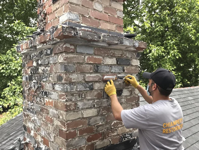 In-progress chimney restoration by East Cleveland Chimney Sweep in East Cleveland, OH