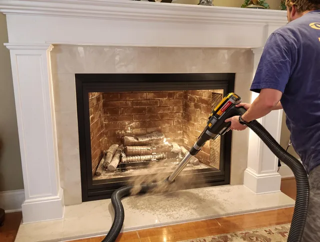 Fireplace cleaning performed by East Cleveland Chimney Sweep in East Cleveland, OH