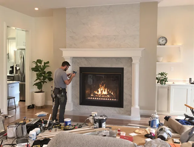 Newly installed fireplace by East Cleveland Chimney Sweep in East Cleveland, OH
